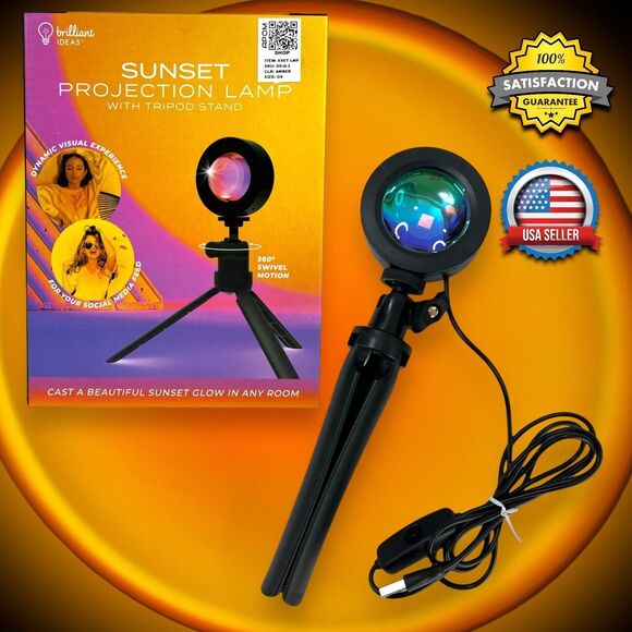 Sunset Projection Lamp 360 Degree Swivel Tripod Selfie Atmosphere Mood Light USB - Picture 1 of 13